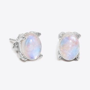 Natural Moonstone 4-Prong Stud Earrings For Women